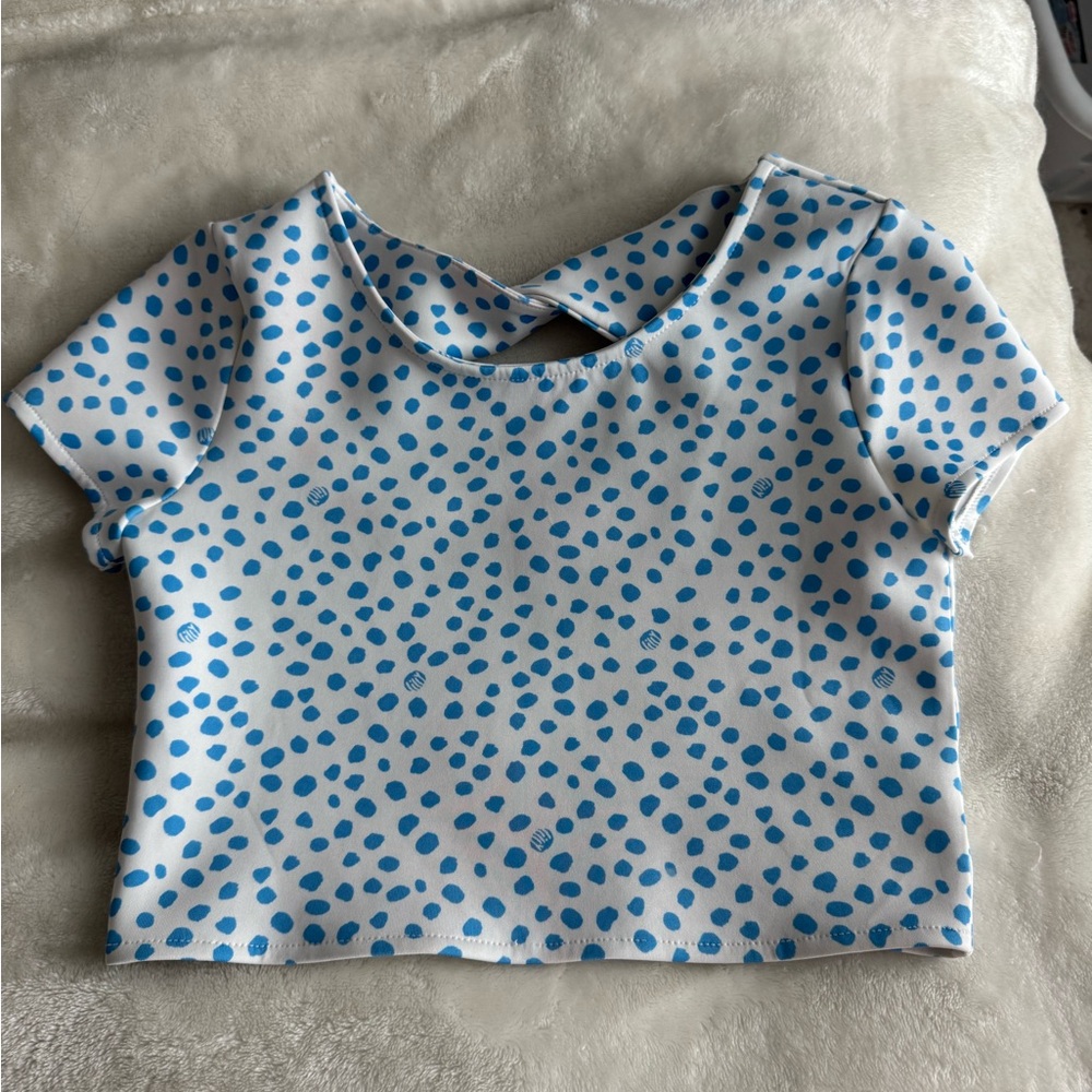 Lilly Pulitzer White and Blue Polka Dot Top